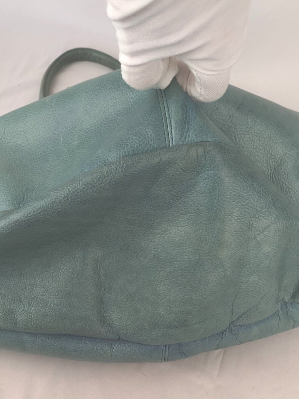 Large Mint Green Leather Tote Handbag - Stylish Everyday Shoulder Bag - Picture 9 of 12